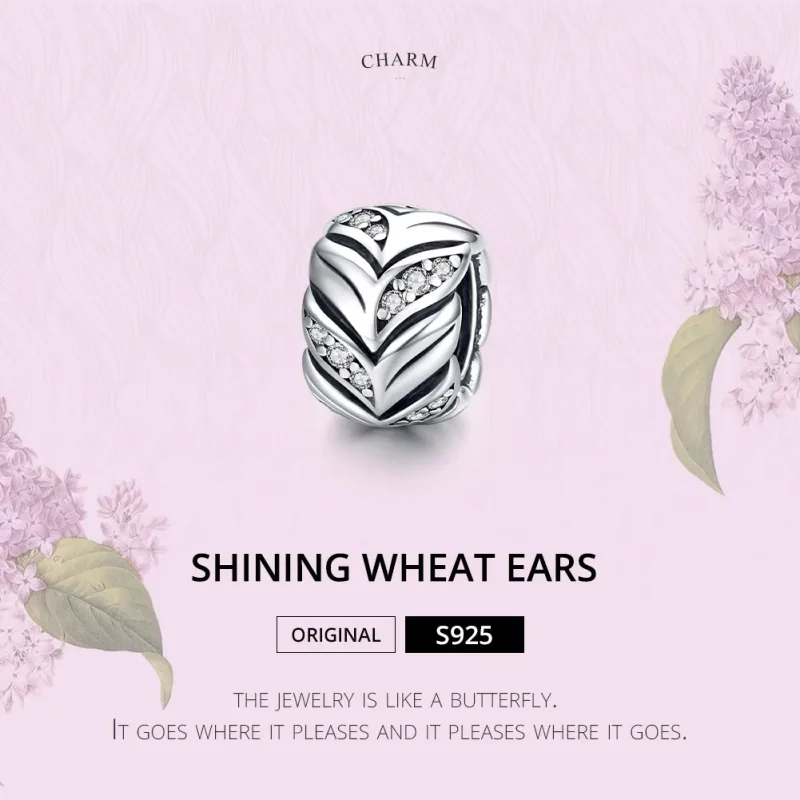 (bilde for) Pandora Style Silver Shining Wheat Ears Charm - SCC1614 - Vis 6