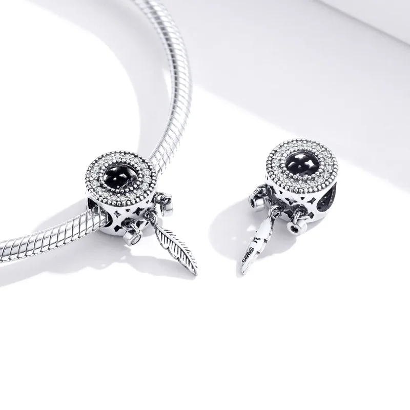 (bilde for) Pandora Style Silver Shiny Feather Charm - SCC1550 - Vis 2