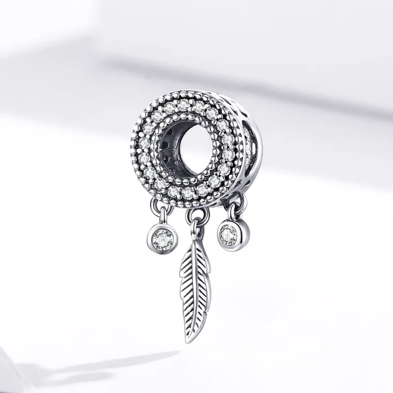 (bilde for) Pandora Style Silver Shiny Feather Charm - SCC1550 - Vis 3
