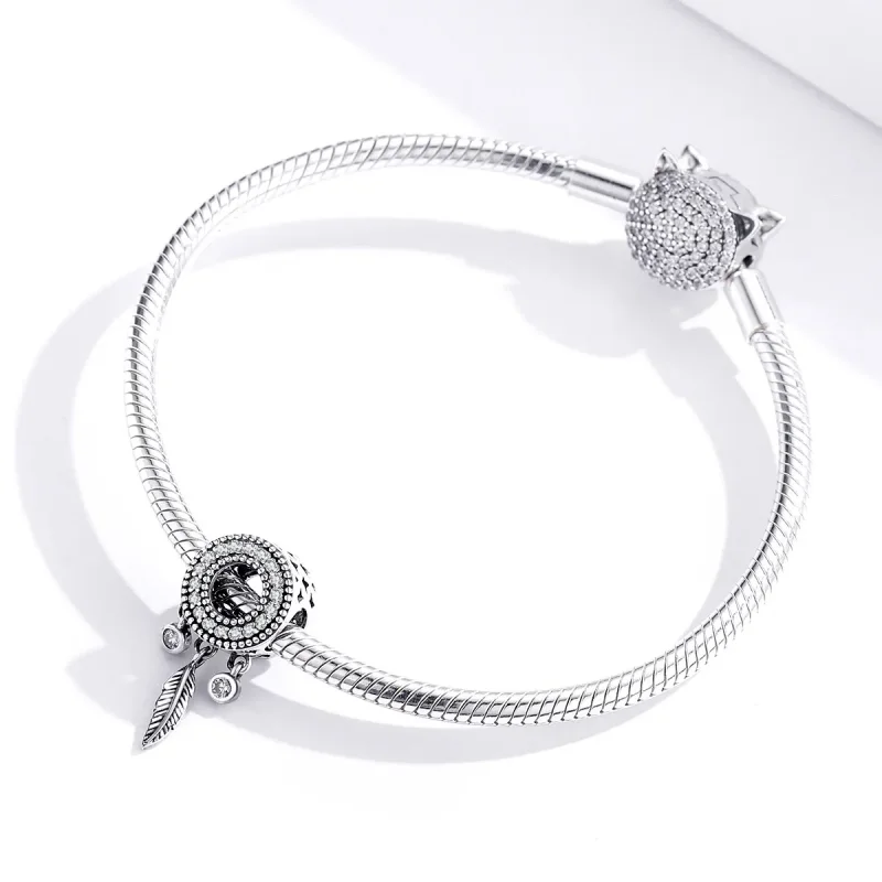 (bilde for) Pandora Style Silver Shiny Feather Charm - SCC1550 - Vis 4