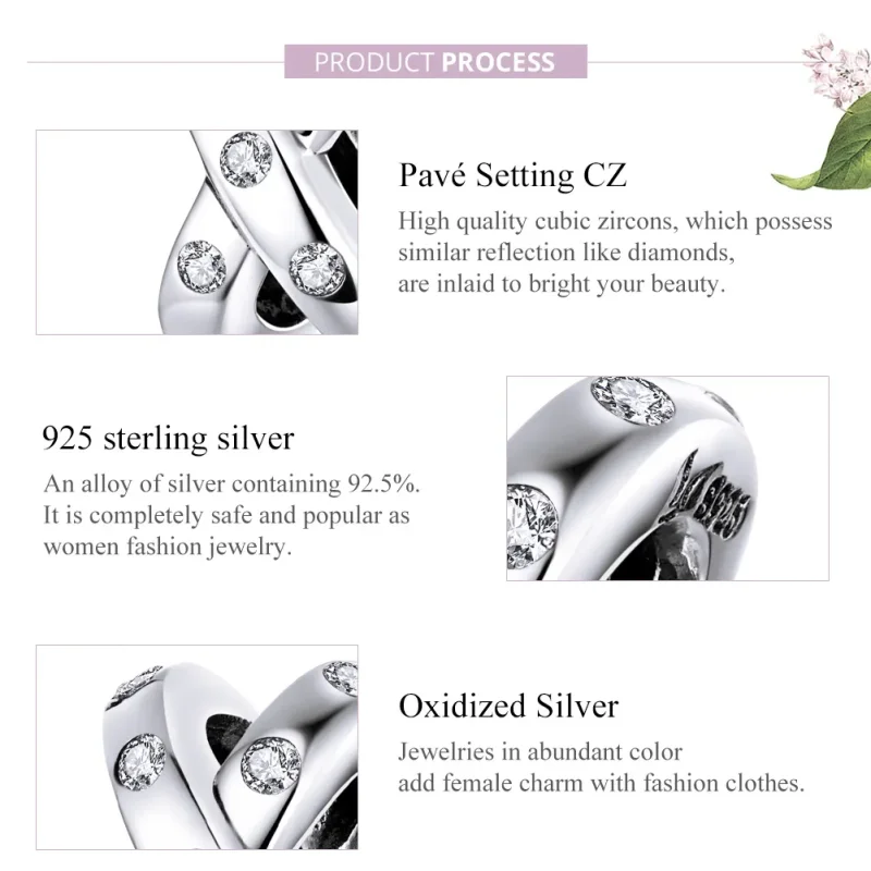 (bilde for) Pandora Style Silver Simple Geometry Charm - SCC1515 - Vis 8
