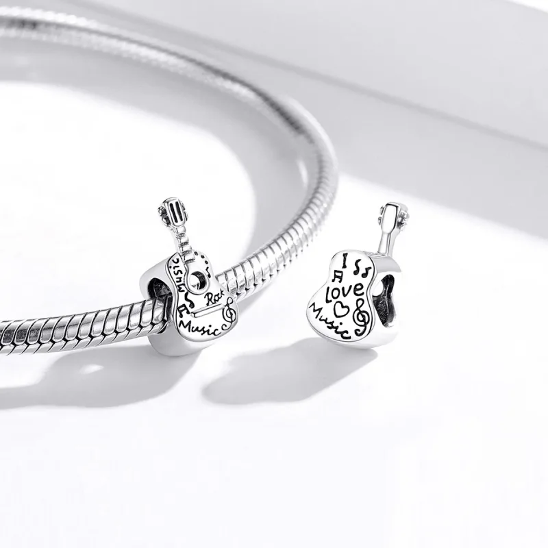 (bilde for) Pandora Style Silver Simple Guitar Charm - SCC1708 - Vis 4