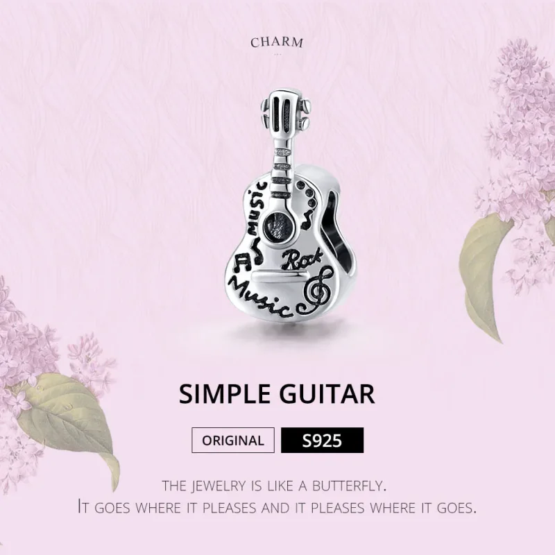 (bilde for) Pandora Style Silver Simple Guitar Charm - SCC1708 - Vis 6