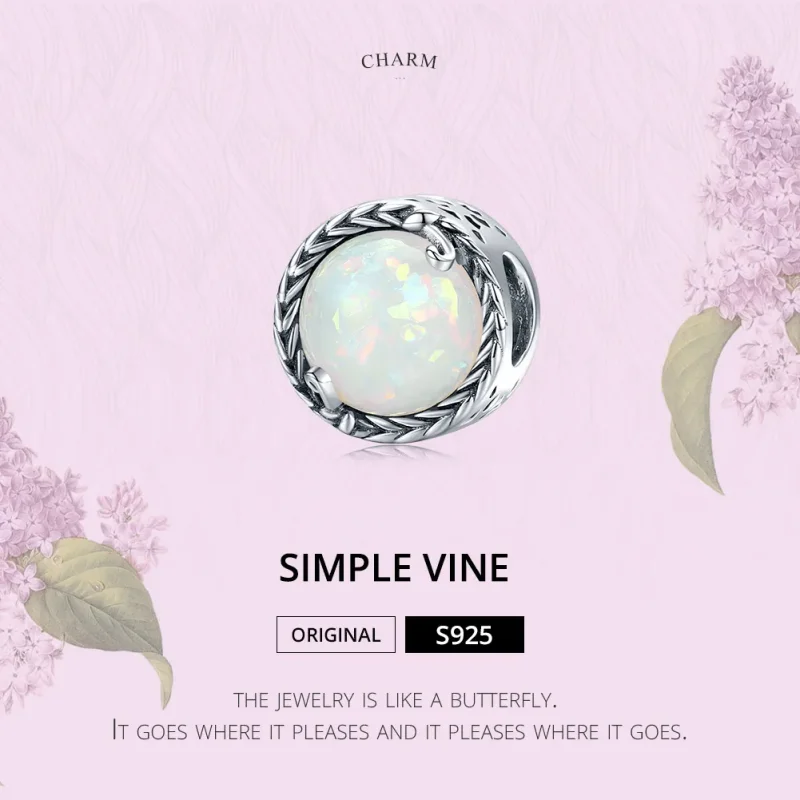 (bilde for) Pandora Style Silver Simple Vine Charm - SCC1576 - Vis 6
