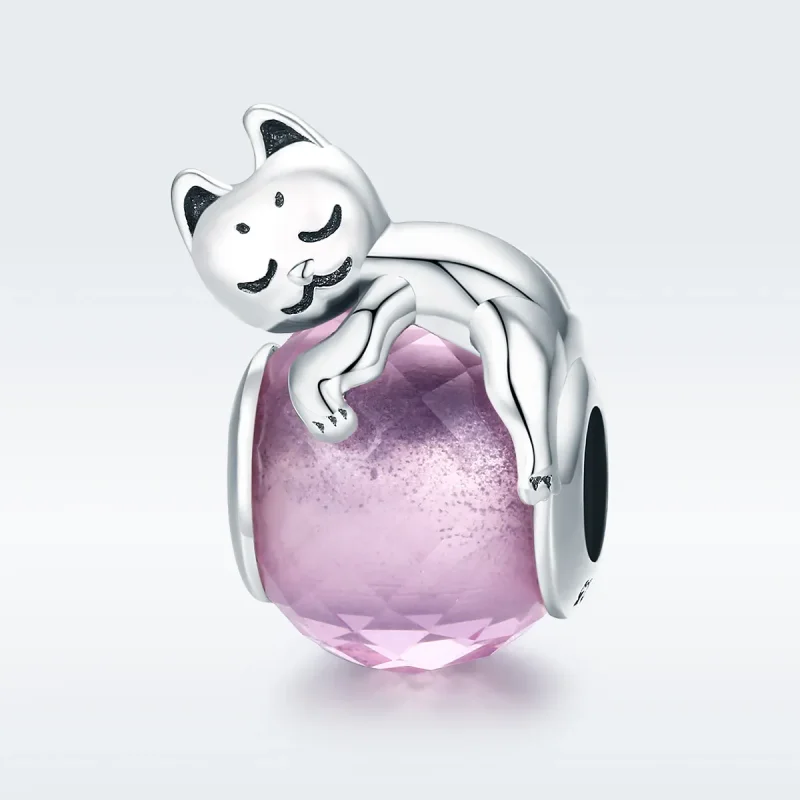 (bilde for) Pandora Style Silver Sleeping Cat Charm - SCC447 - Vis 2