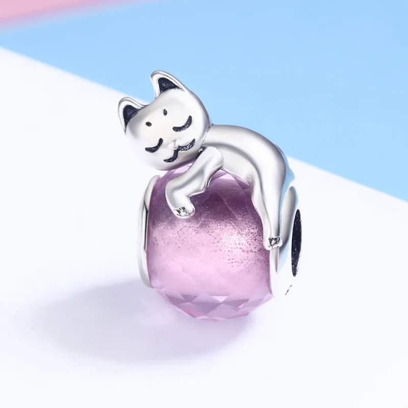 (bilde for) Pandora Style Silver Sleeping Cat Charm - SCC447 - Vis 3