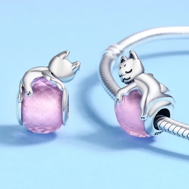 (bilde for) Pandora Style Silver Sleeping Cat Charm - SCC447 - Vis 5