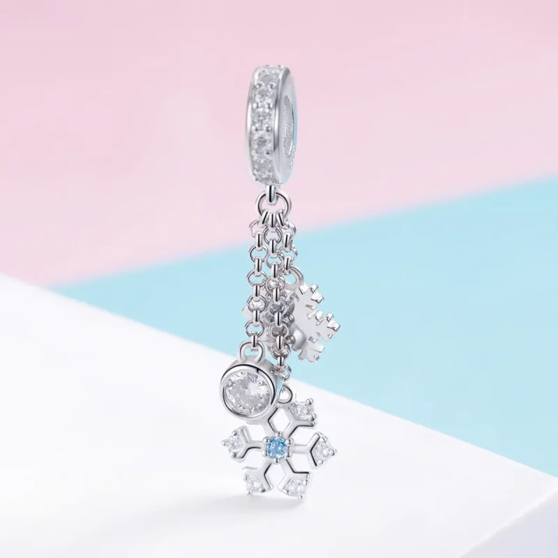 (bilde for) Pandora Style Silver Snowflake Dangle - SCC1020 - Vis 2