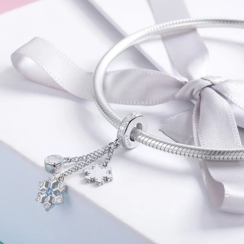 (bilde for) Pandora Style Silver Snowflake Dangle - SCC1020 - Vis 3