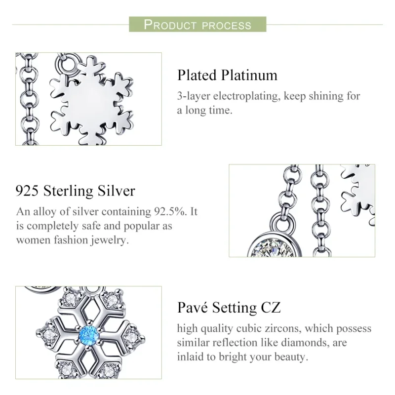 (bilde for) Pandora Style Silver Snowflake Dangle - SCC1020 - Vis 6