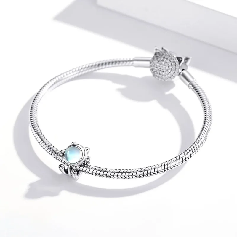 (bilde for) Pandora Style Silver Space Cat Charm - SCC1697 - Vis 3