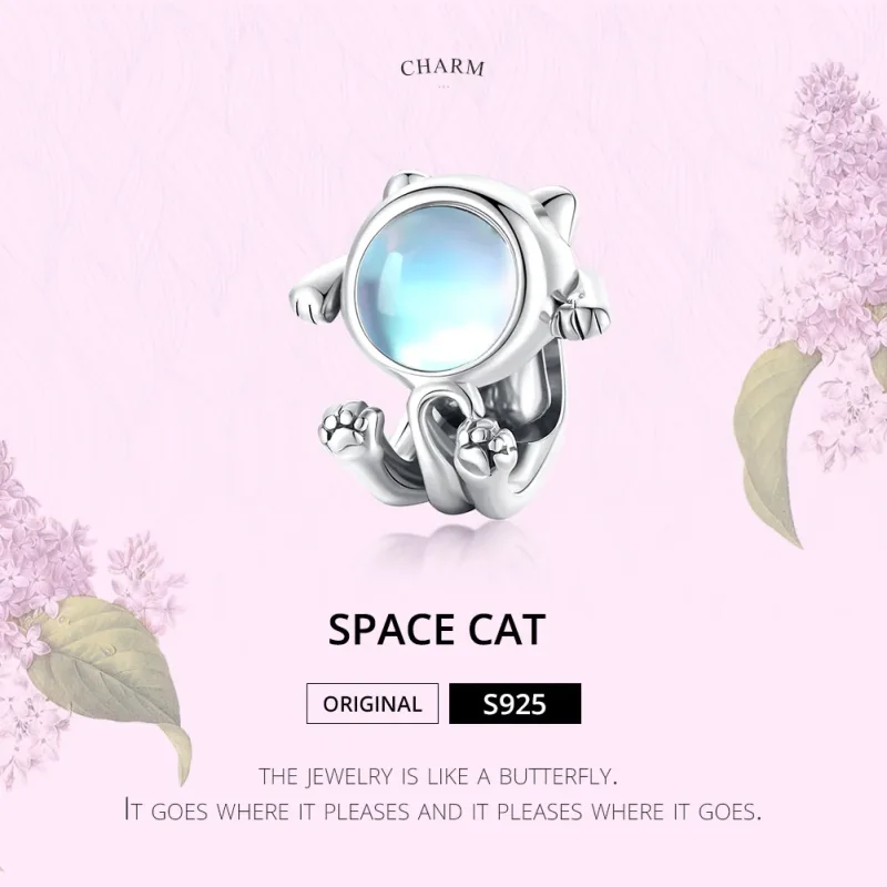 (bilde for) Pandora Style Silver Space Cat Charm - SCC1697 - Vis 6