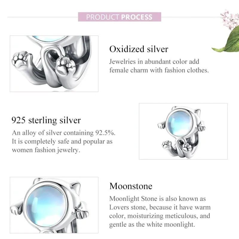 (bilde for) Pandora Style Silver Space Cat Charm - SCC1697 - Vis 8