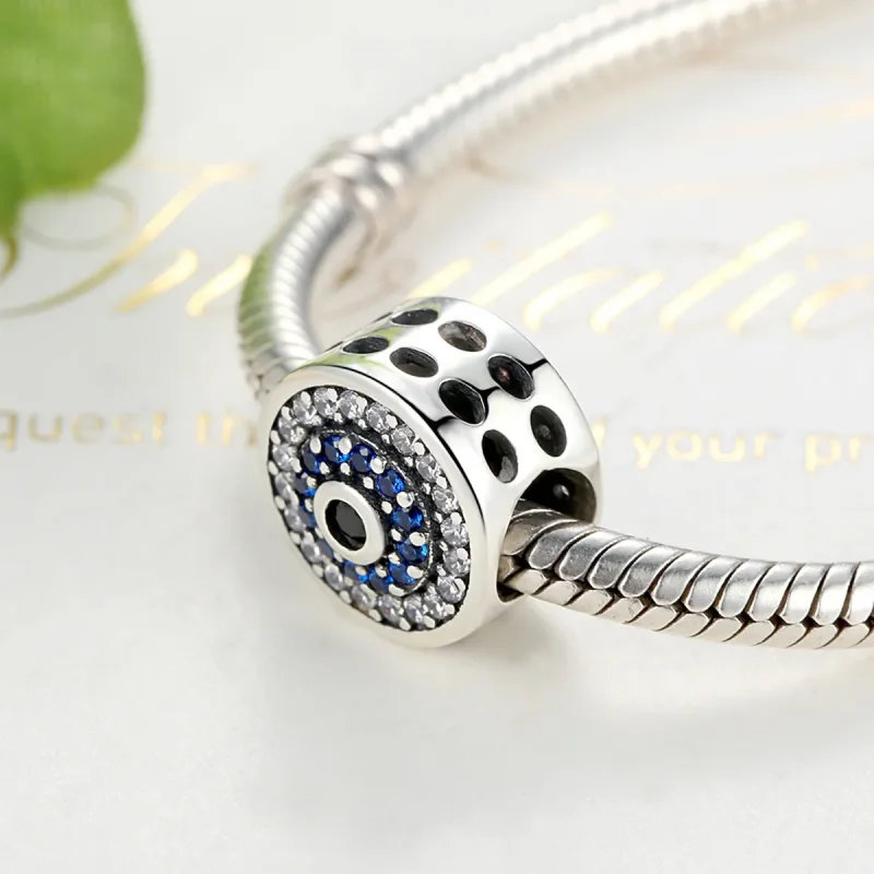 (bilde for) Pandora Style Silver Sparkle Eye Charm - SCC092 - Vis 3