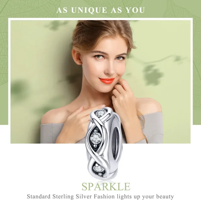 (bilde for) Pandora Style Silver Sparkle Spacer - SCC1153 - Vis 2