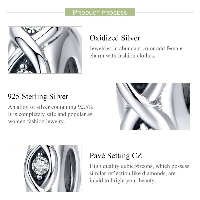(bilde for) Pandora Style Silver Sparkle Spacer - SCC1153 - Vis 4