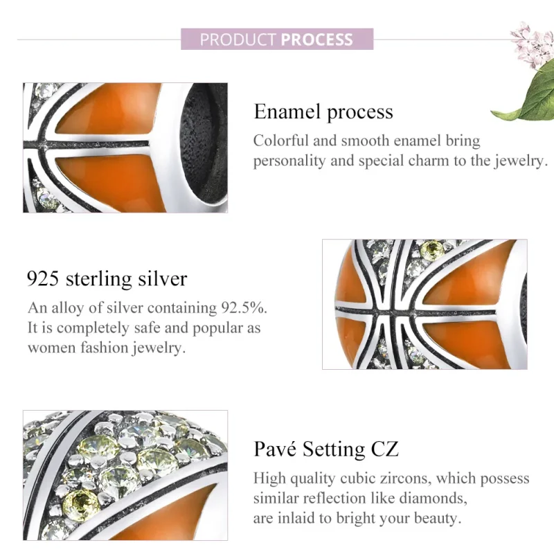 (bilde for) Pandora Style Silver Spirit of Basketball Charm - SCC1506 - Vis 8