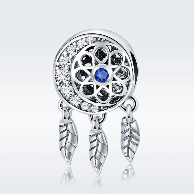 (bilde for) Pandora Style Silver Spiritual Dreamcatcher Charm - SCC718 - Vis 3