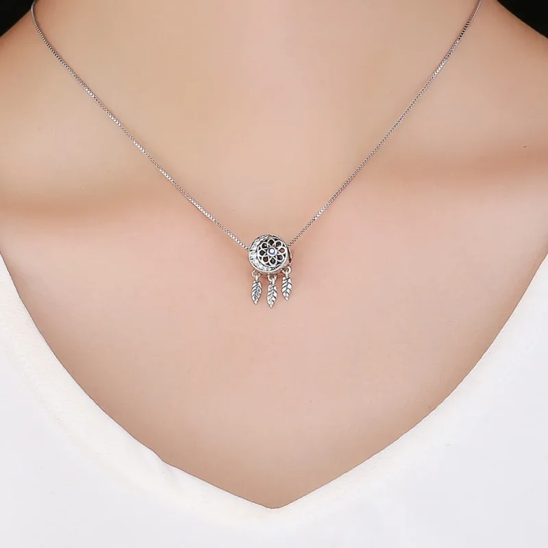 (bilde for) Pandora Style Silver Spiritual Dreamcatcher Charm - SCC718 - Vis 5