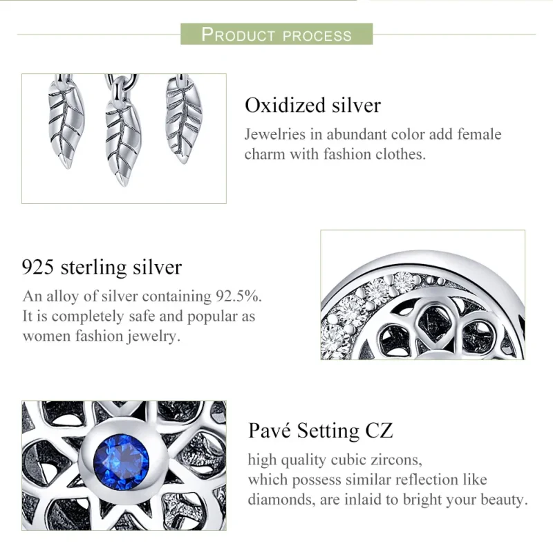 (bilde for) Pandora Style Silver Spiritual Dreamcatcher Charm - SCC718 - Vis 7