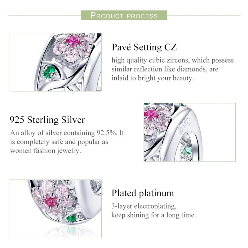 (bilde for) Pandora Style Silver Spring Charm - BSC039 - Vis 7