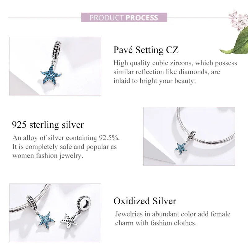 (bilde for) Pandora Style Silver Starfish Dangle - SCC1210 - Vis 4