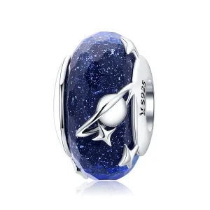 (bilde for) Pandora Style Silver Starry Sky Murano Glass Charm - SCC1284