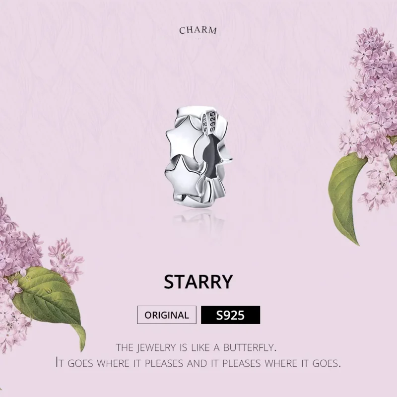 (bilde for) Pandora Style Silver Starry Sky Spacer - SCC1169 - Vis 2