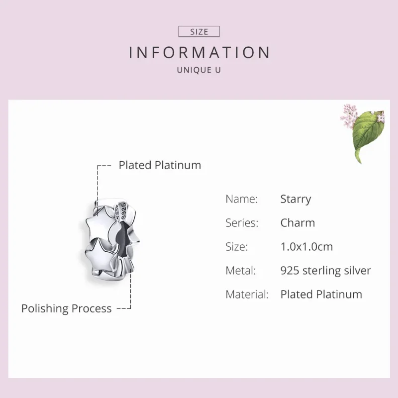 (bilde for) Pandora Style Silver Starry Sky Spacer - SCC1169 - Vis 3