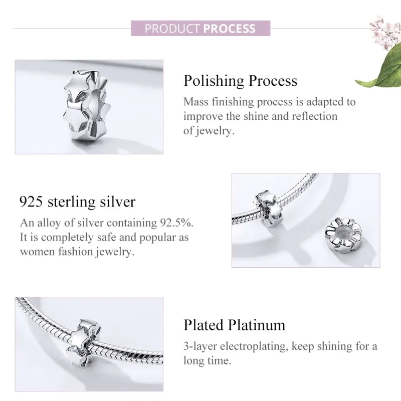 (bilde for) Pandora Style Silver Starry Sky Spacer - SCC1169 - Vis 4