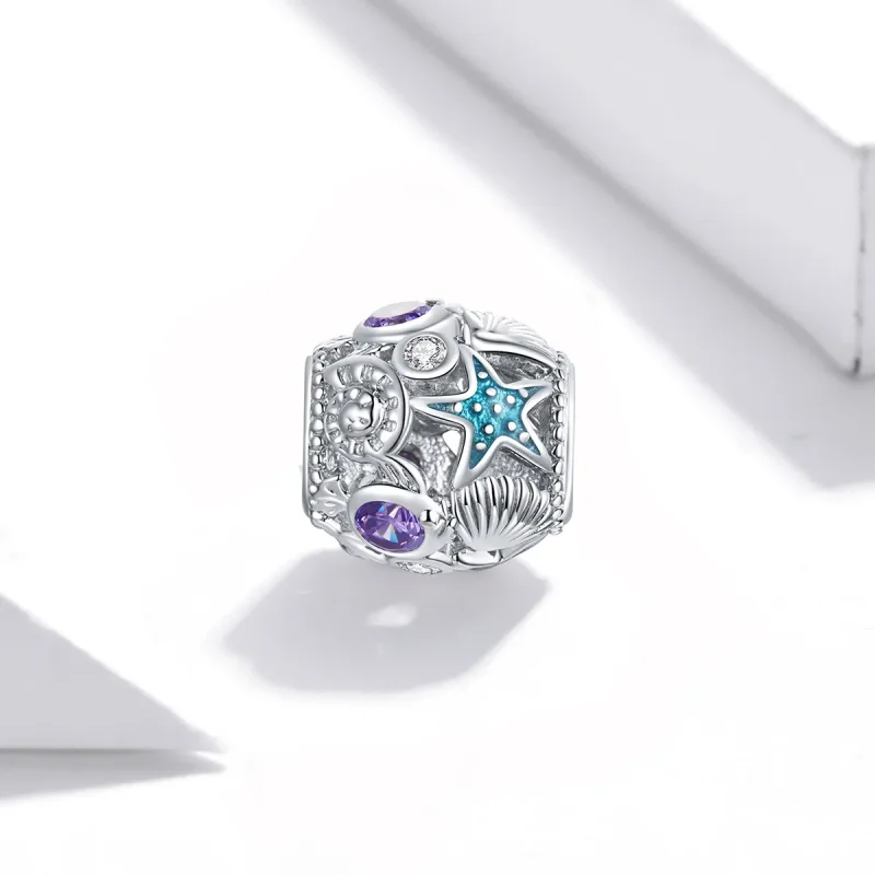 (bilde for) Pandora Style Silver Stars And Shell Charm - SCC1805 - Vis 2