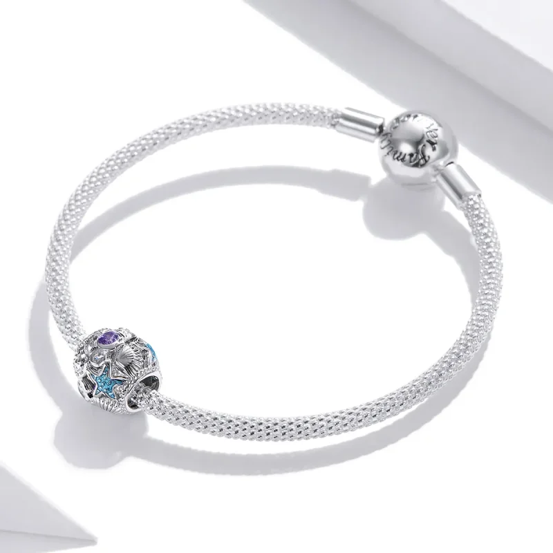 (bilde for) Pandora Style Silver Stars And Shell Charm - SCC1805 - Vis 3