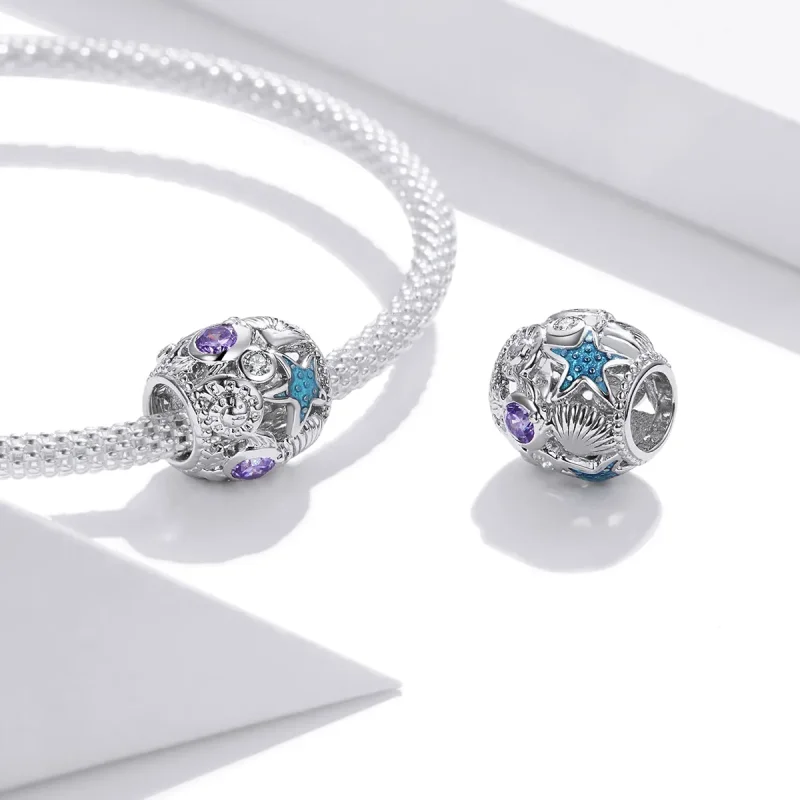 (bilde for) Pandora Style Silver Stars And Shell Charm - SCC1805 - Vis 4