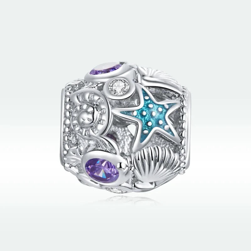 (bilde for) Pandora Style Silver Stars And Shell Charm - SCC1805 - Vis 5