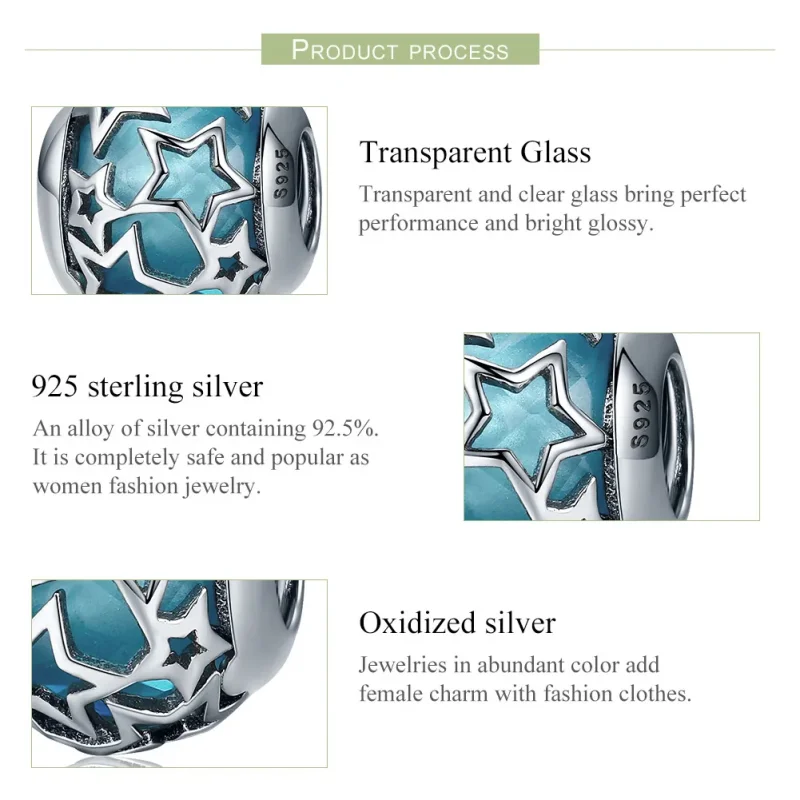 (bilde for) Pandora Style Silver Stars Charm - SCC411 - Vis 6