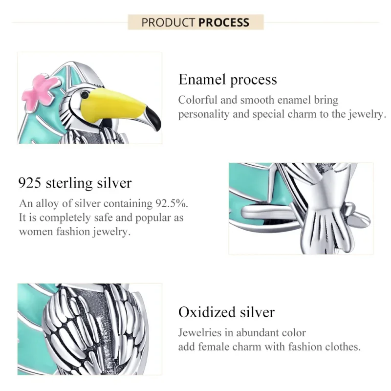 (bilde for) Pandora Style Silver Stork Charm - SCC1531 - Vis 7