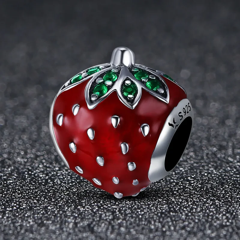 (bilde for) Pandora Style Silver Strawberry Charm - SCC369 - Vis 2