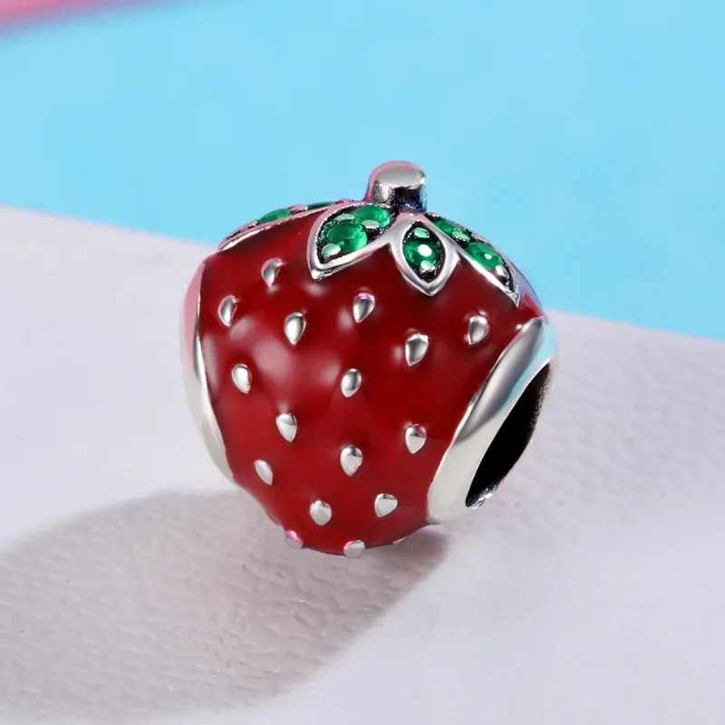 (bilde for) Pandora Style Silver Strawberry Charm - SCC369 - Vis 3
