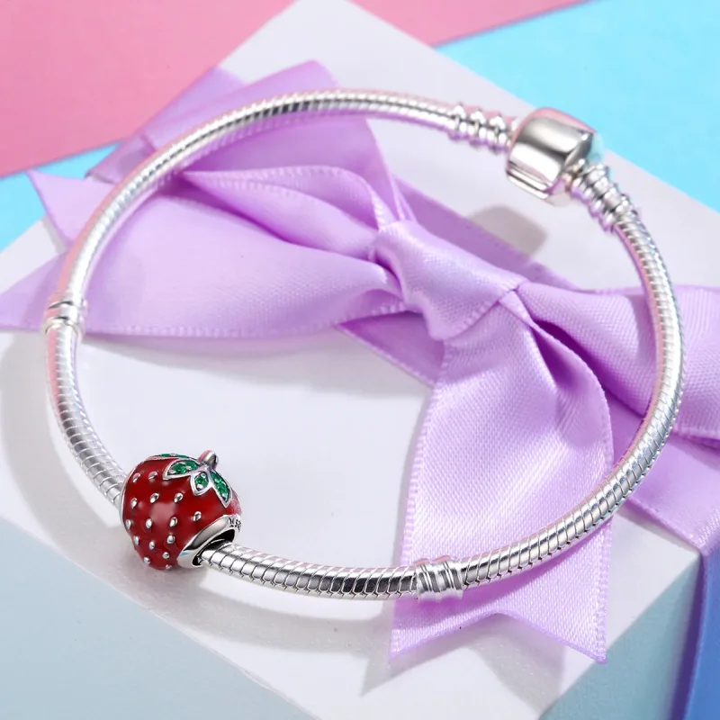 (bilde for) Pandora Style Silver Strawberry Charm - SCC369 - Vis 4