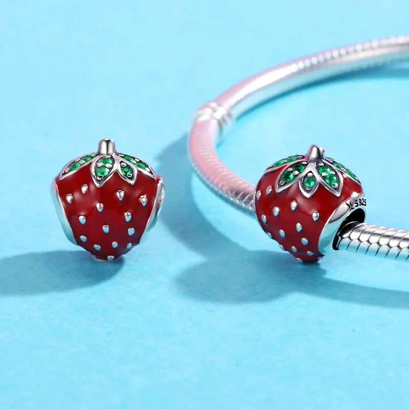 (bilde for) Pandora Style Silver Strawberry Charm - SCC369 - Vis 5
