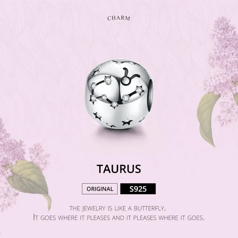 (bilde for) Pandora Style Silver Taurus Charm - SCC1218-2 - Vis 2