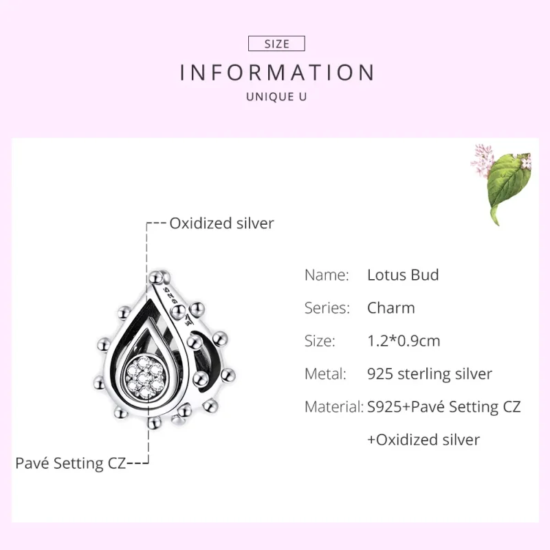 (bilde for) Pandora Style Silver Teardrop Charm - SCC1723 - Vis 7