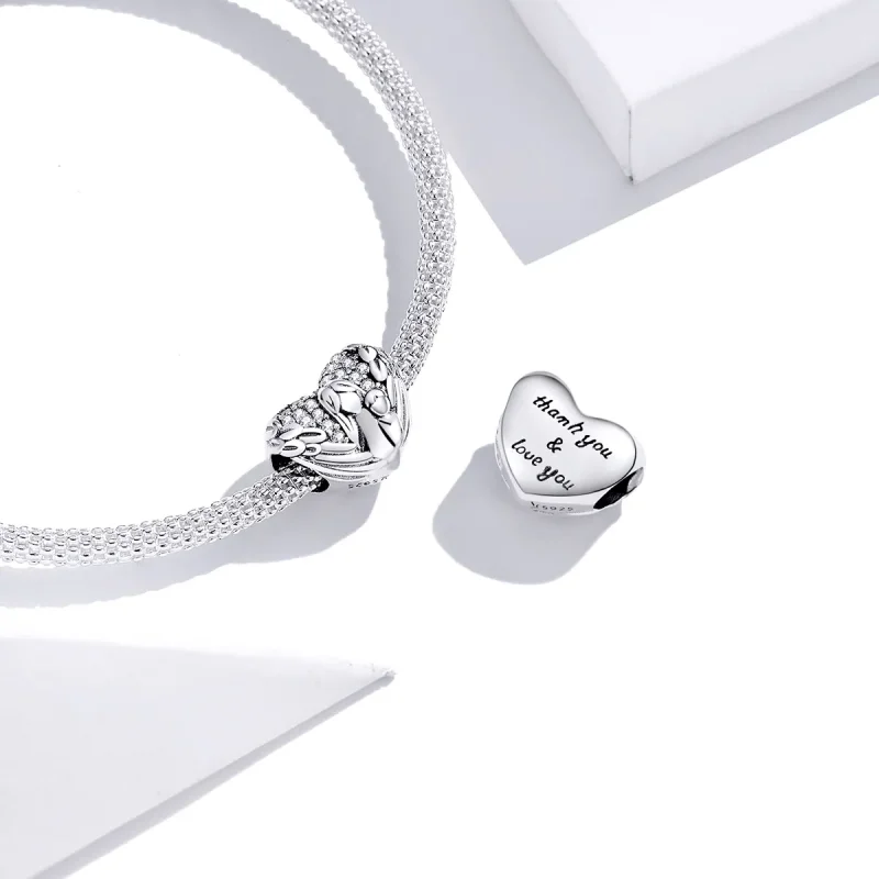(bilde for) Pandora Style Silver Thank you & Love you Charm - SCC1462 - Vis 3