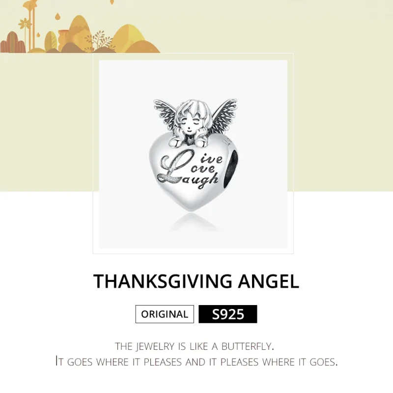 (bilde for) Pandora Style Silver Thanksgiving Angel Charm - SCC1633 - Vis 6