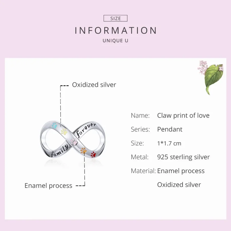 (bilde for) Pandora Style Silver The Paw Print of Love Charm - SCC1849 - Vis 5