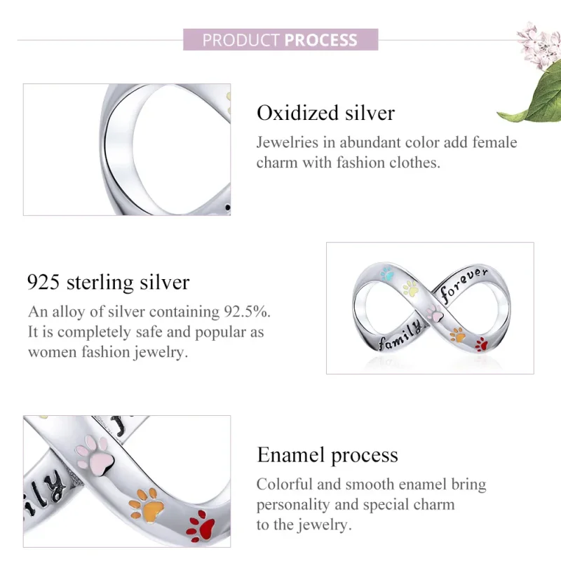 (bilde for) Pandora Style Silver The Paw Print of Love Charm - SCC1849 - Vis 6
