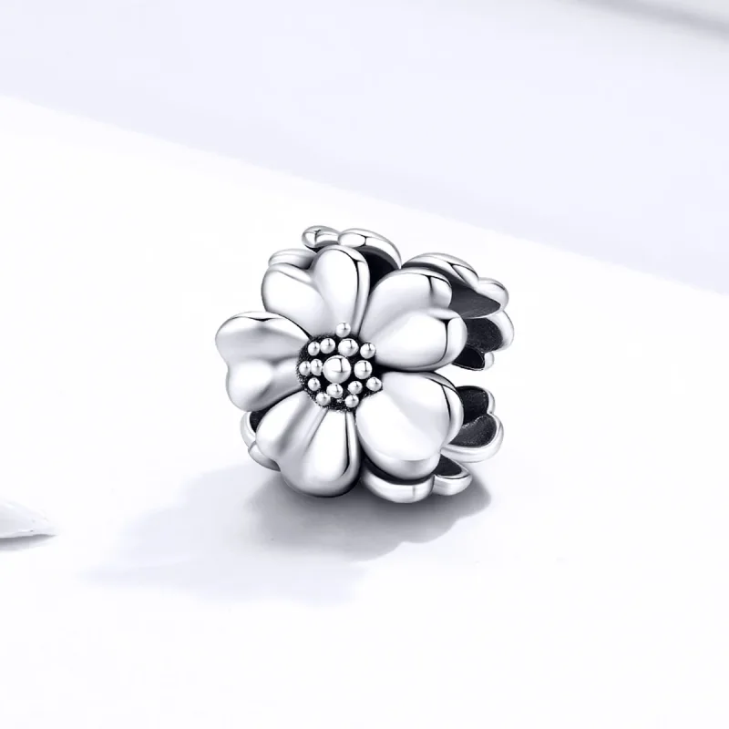 (bilde for) Pandora Style Silver Three Flowers Charm - SCC1486 - Vis 2