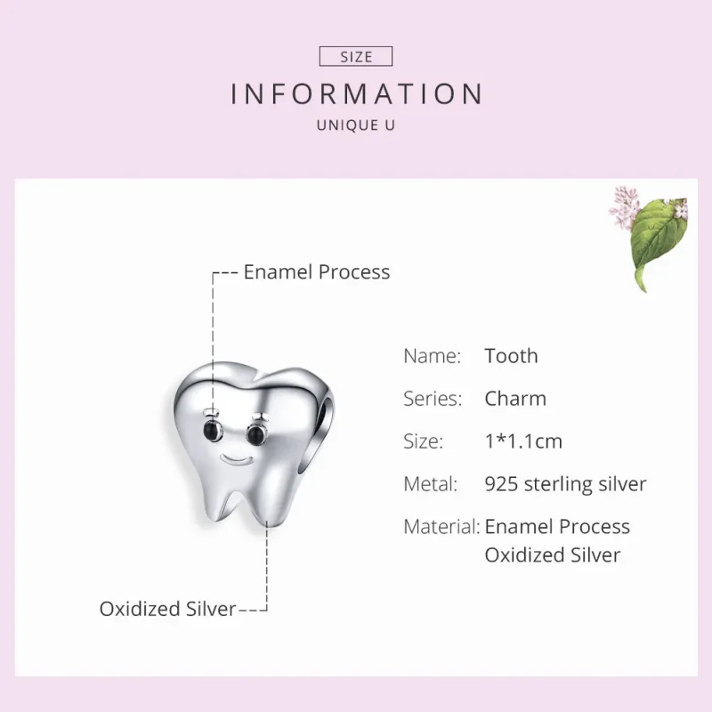 (bilde for) Pandora Style Silver Tooth Charm - SCC1401 - Vis 6