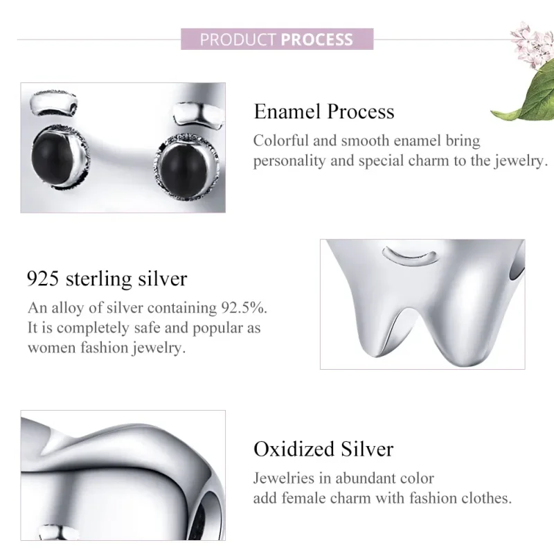 (bilde for) Pandora Style Silver Tooth Charm - SCC1401 - Vis 7