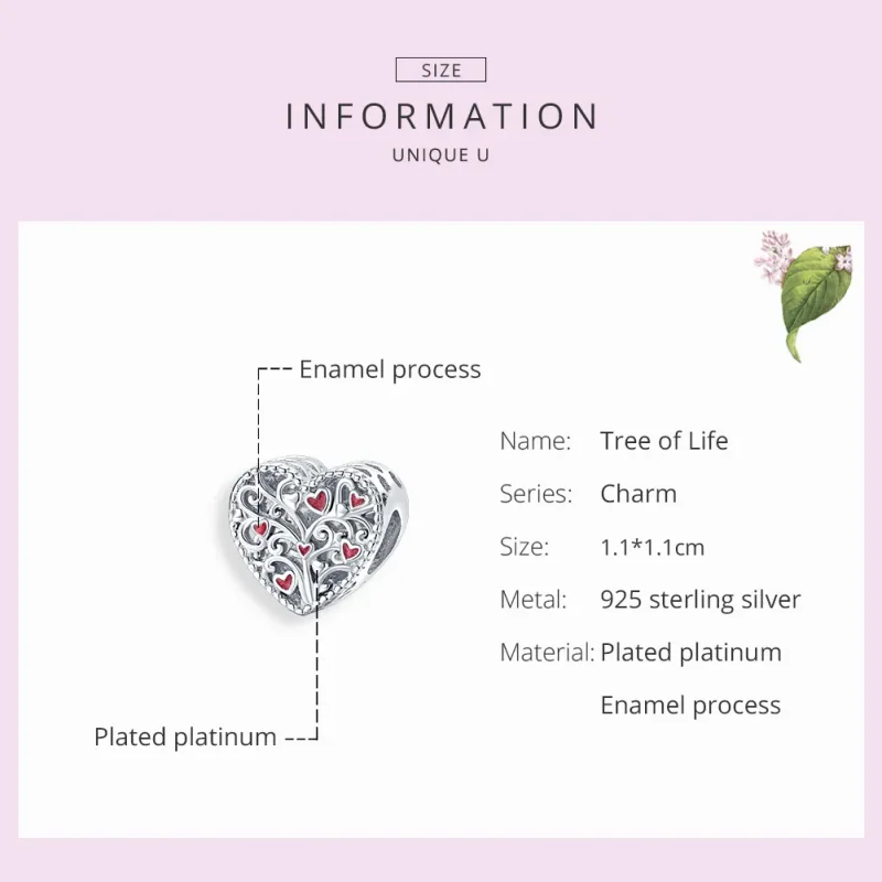 (bilde for) Pandora Style Silver Tree of Life Charm - BSC279 - Vis 7